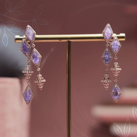 Lavender Radiance Drop Diamond Earrings