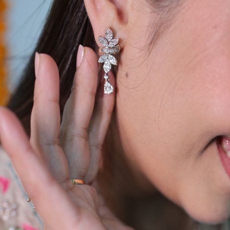 Floral Elegance Diamond Stud Earrings in Surat