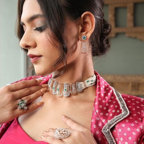 diamond choker necklace,diamond choker set, diamond choker necklace set, simple diamond choker necklace, Diamond jewelry Boutique Surat
