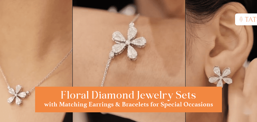 Floral Diamond Jewelry Sets with Matching Earrings & Bracelets for Special Occasions